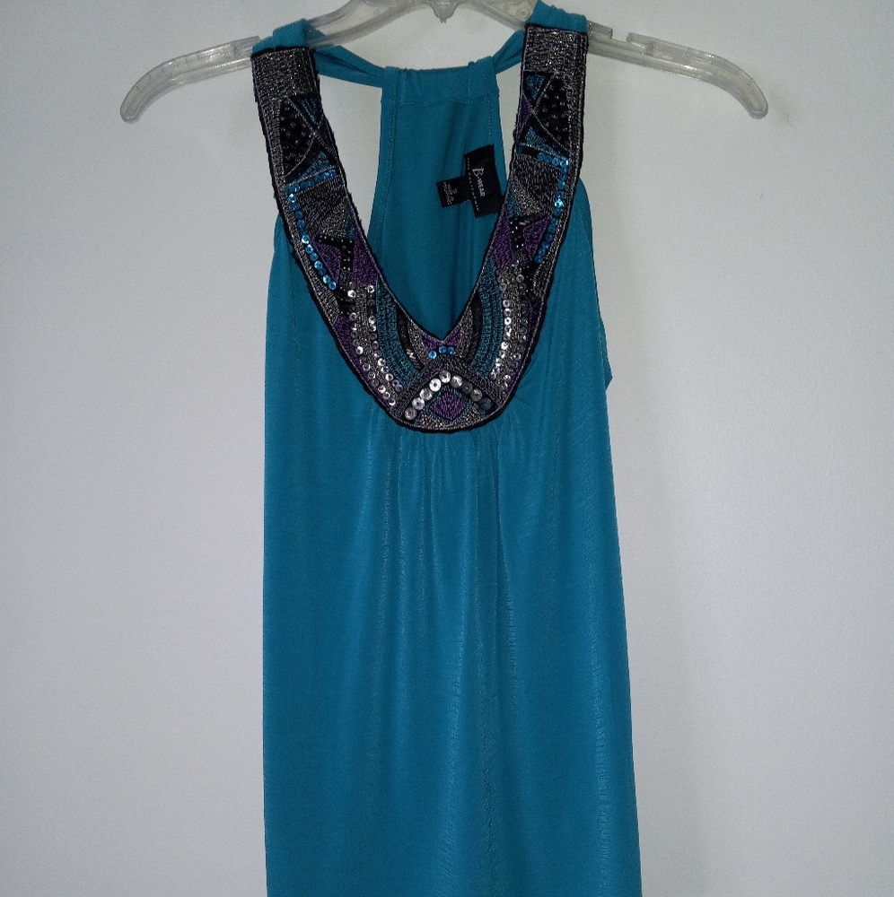 B-Wear Small racer back beaded front tank top Turquoise